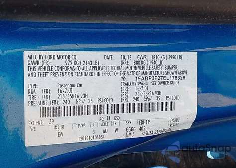 2014 Ford Focus Se z USA, uszkodzony, nr VIN 1FADP3F27EL178328